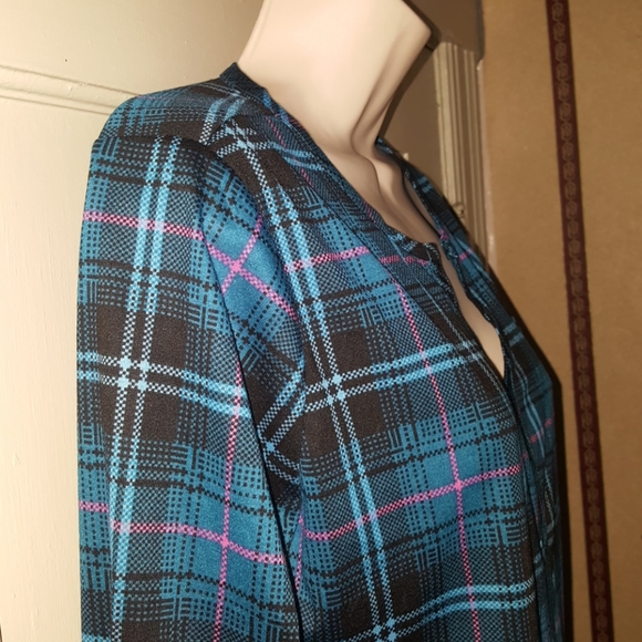 I.b.diffusion Roll Slv Popover Blue Blouse Sz S - Picture 4 of 8